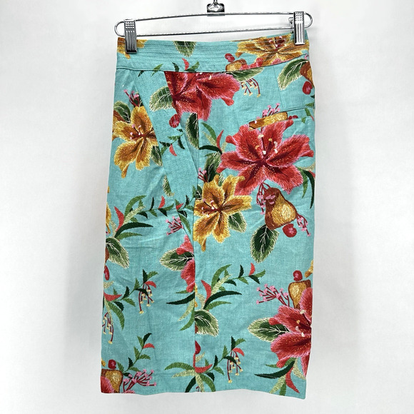 NWT Anthropologie Farm Rio Melanie Bermuda‎ Linen Shorts Sz S Blue Tropical Boho - Picture 4 of 12